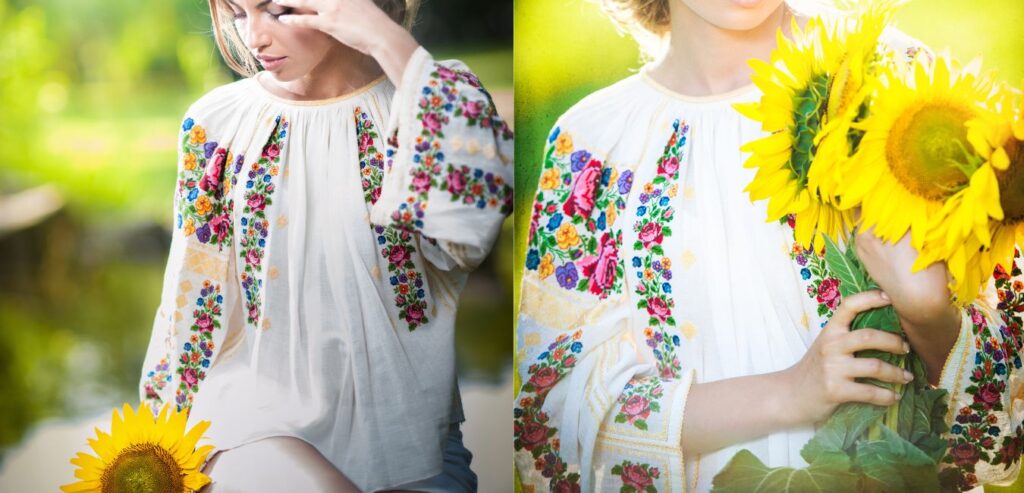 Romanian girls in traditional blouses