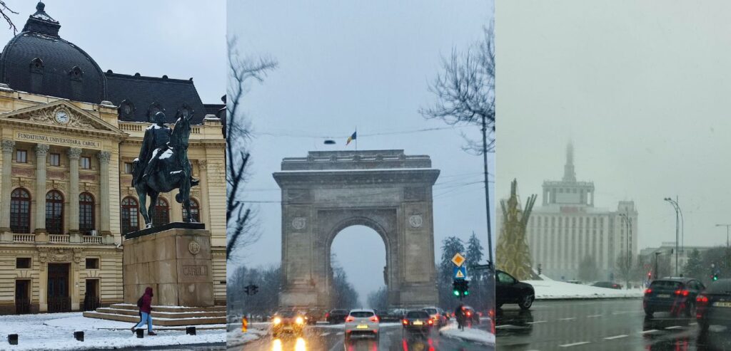 Bucharest monuments in winter