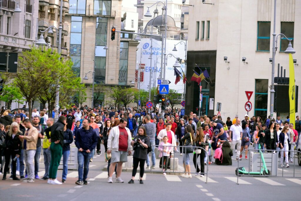 people attending to open streets in Bucharest