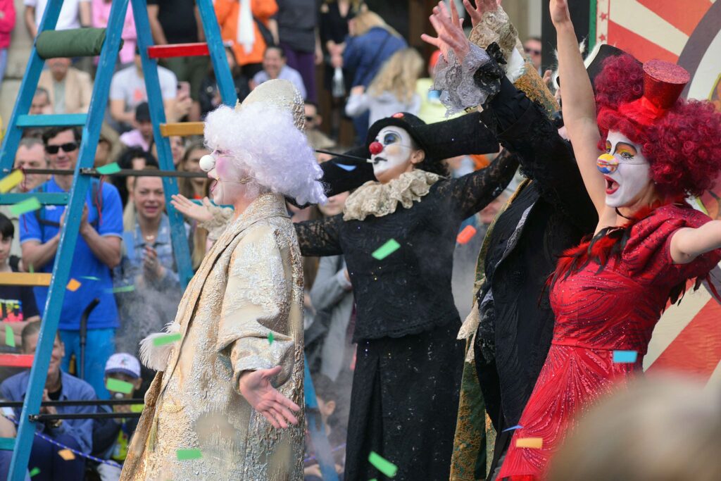 circus characters at open streets bucharest