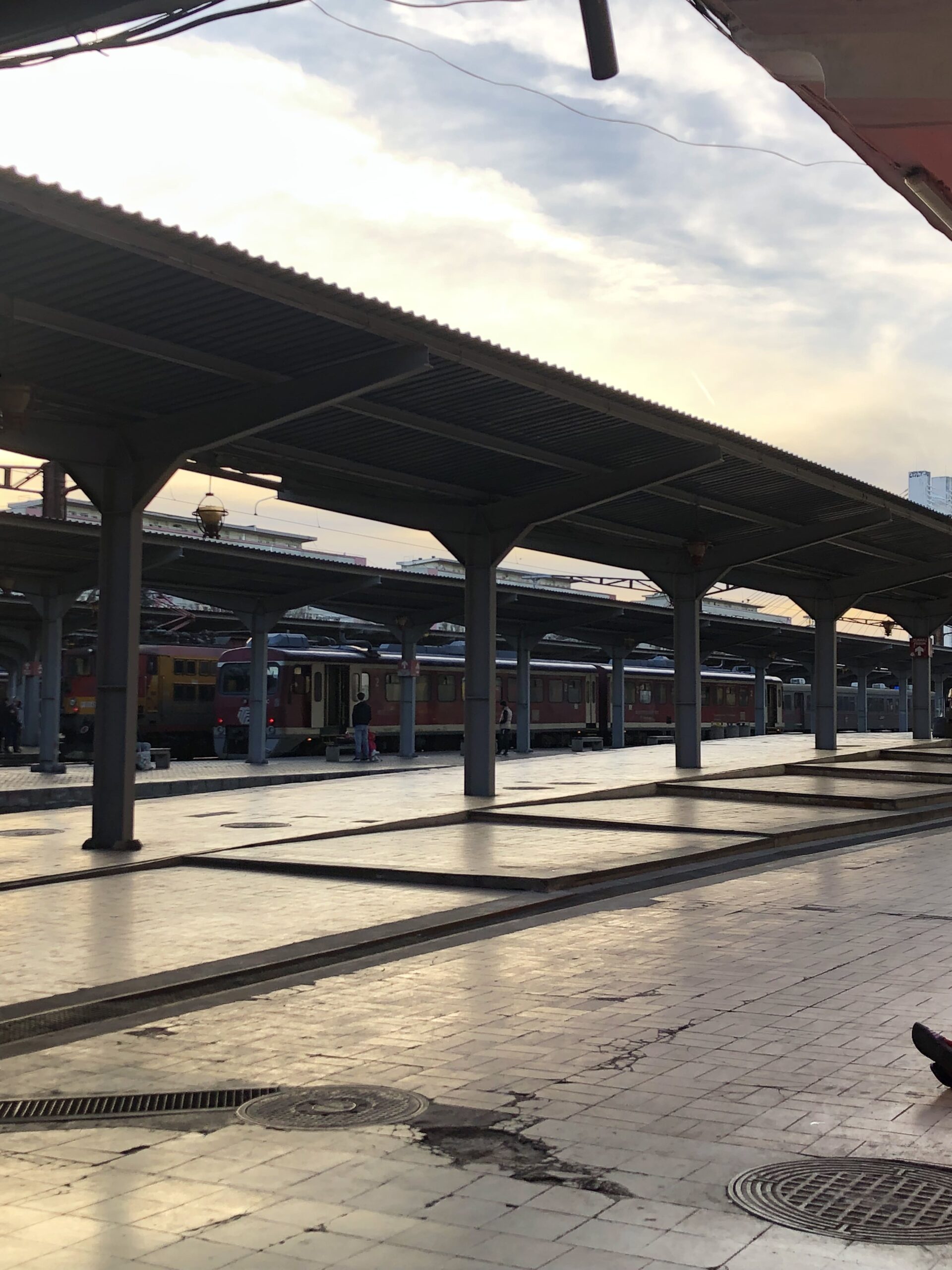 the platforms of the northern station at sunset