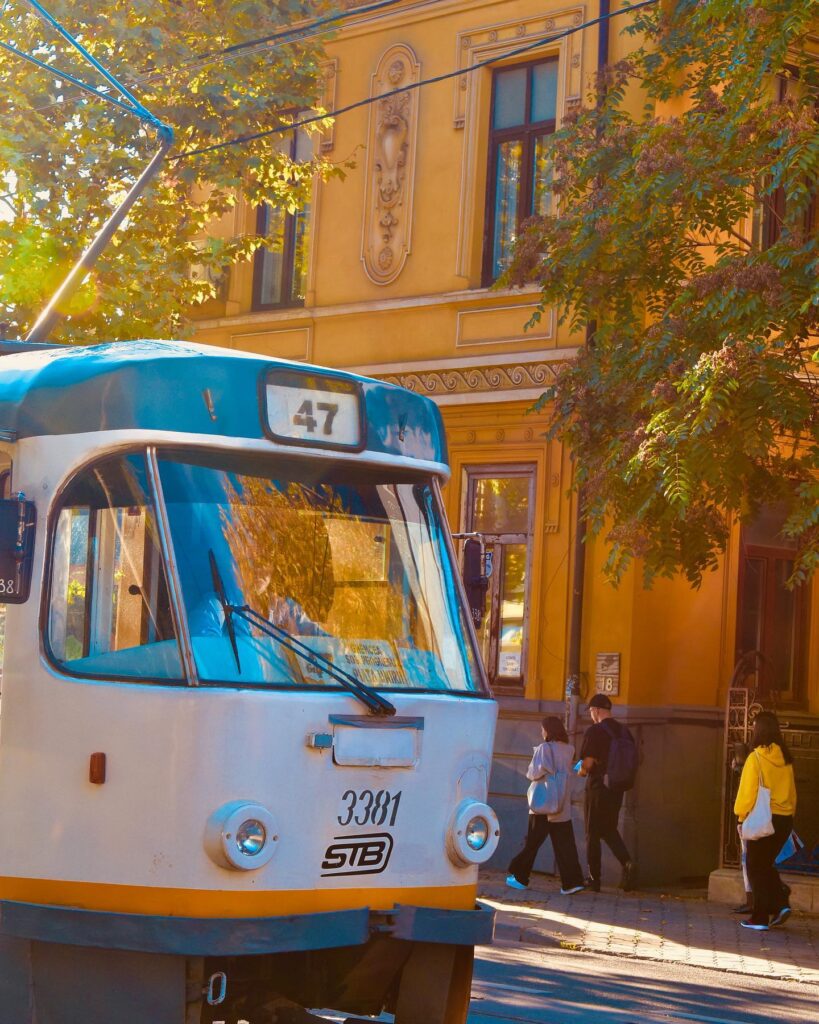 Bucharest 47 tram in autumn