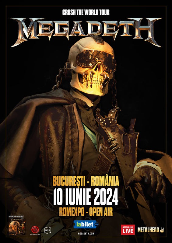 Megadeth poster for the concert in Bucharest 2024