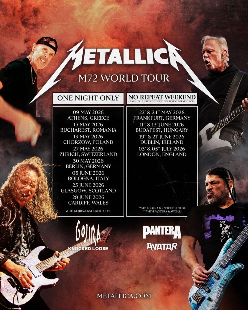 All dates of Metallica Conerts of M72 World Tour