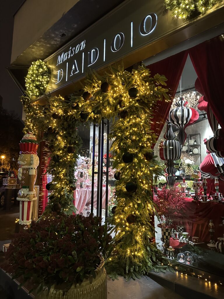 Christmassy decorations at Maison Dadoo Entrance