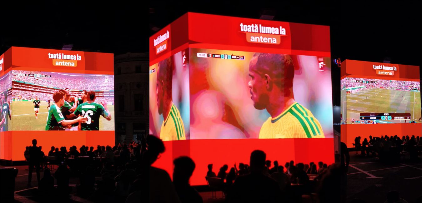 Giant screen in World Cup Square, Bucharest Giant screen for World Cup